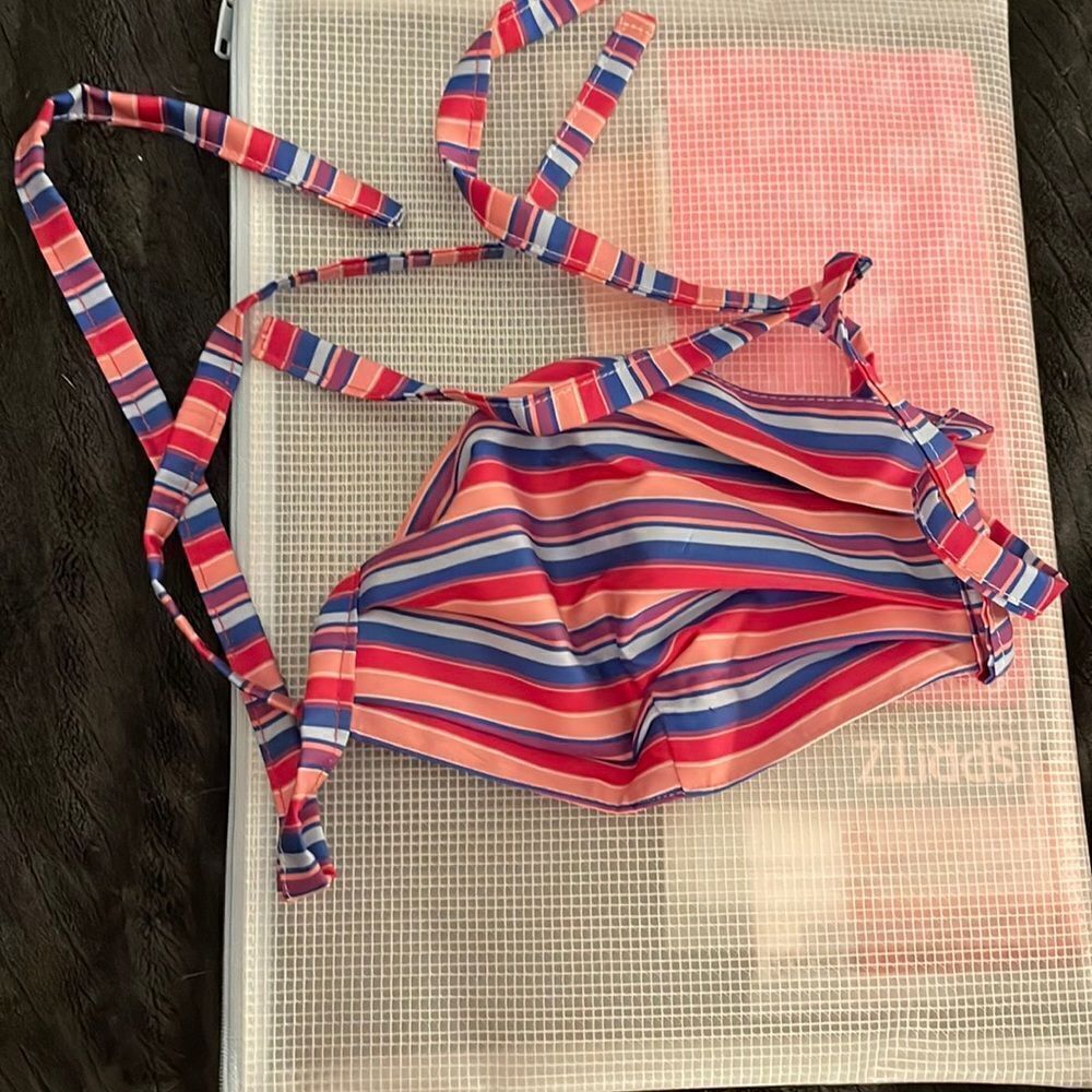 Multi-colored striped cloth face mask